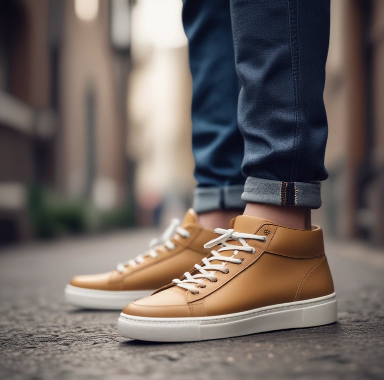 Close-up of sleek sneaker soles highlighting durable material textures.