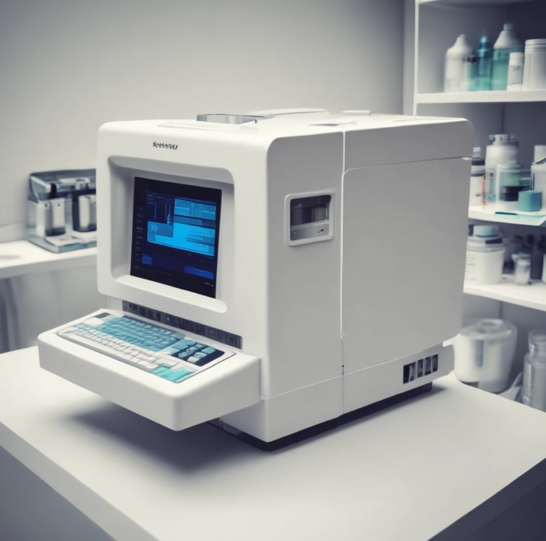 Advanced laboratory equipment with digital displays and sleek design in use.