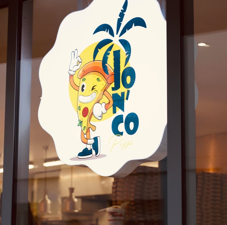 Enseigne lumineuse ronde de la pizzéria Jo N' Co à Saint Julien de Concelles