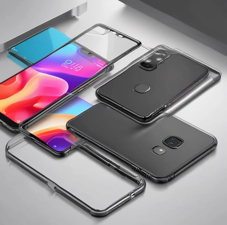 Close-up of hands holding a smartphone displaying an online shopping app.