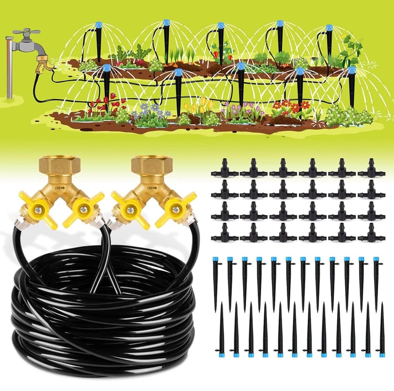 HIRALIY 100ft Drip Irrigation Kit Plant Watering System