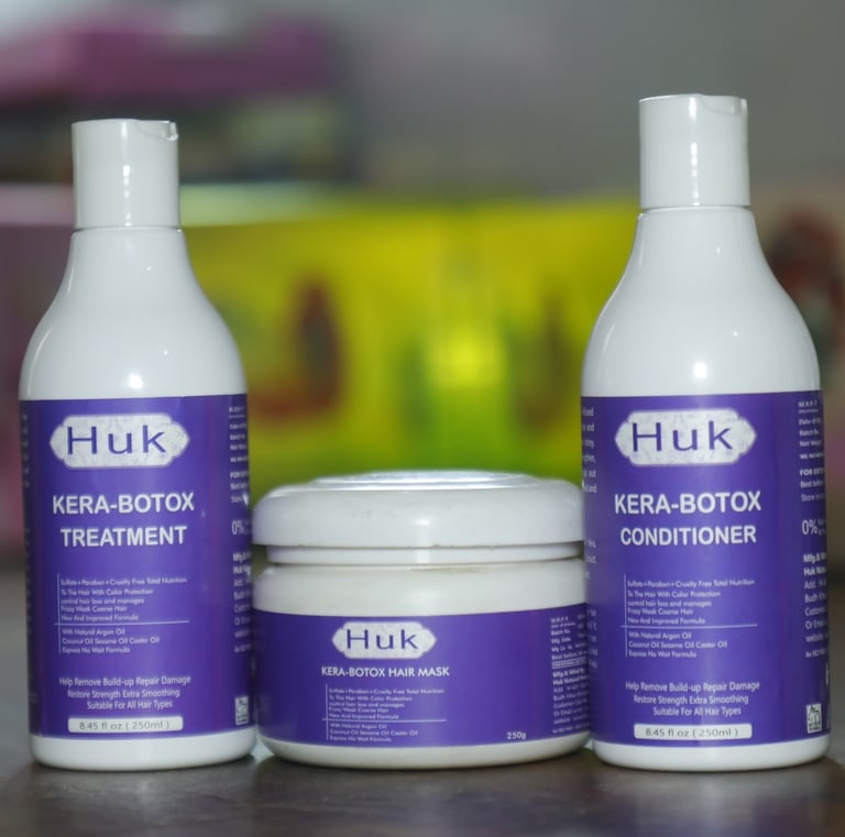 a group of three bottles of kera - botoxoxoxant