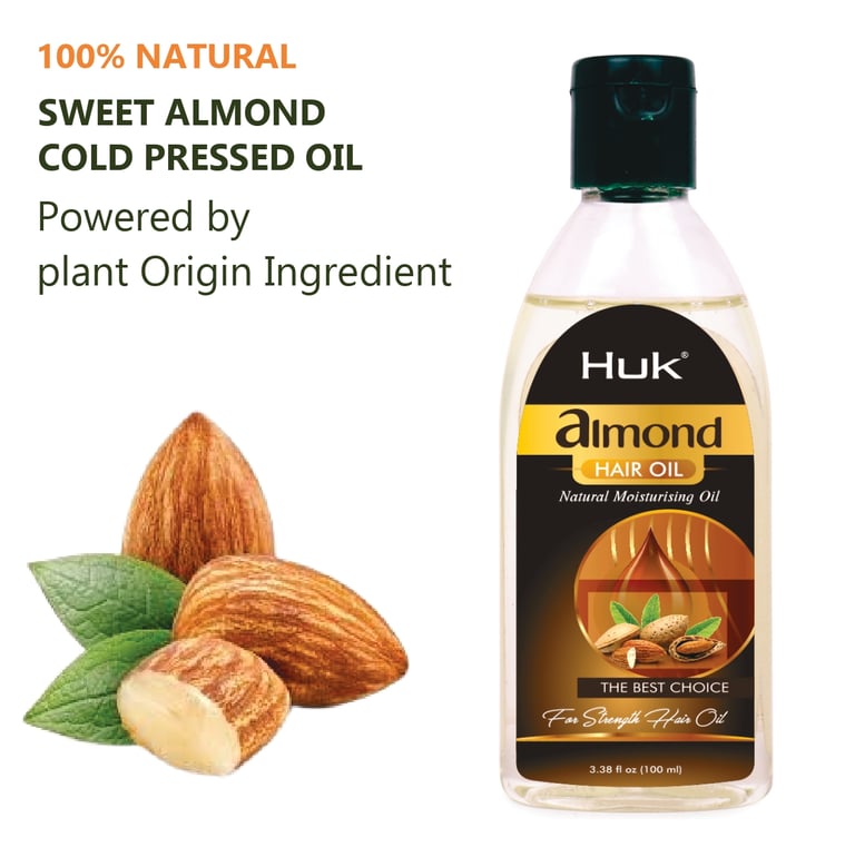 a bottle of almond oil with almond oil