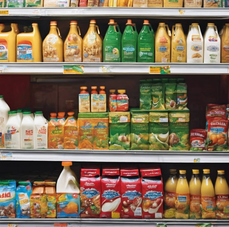 a store with deer heads hanging from the ceiling