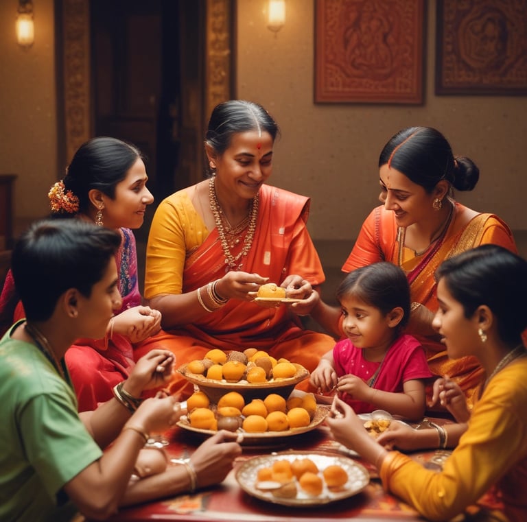 A family enjoying healthy snacks together in a cozy kitchen.