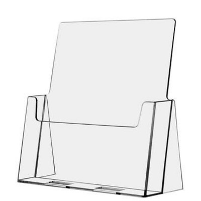 Single clear acrylic brochure holder with a slanted design.
