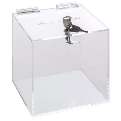 Clear acrylic tip box with a locking lid and key