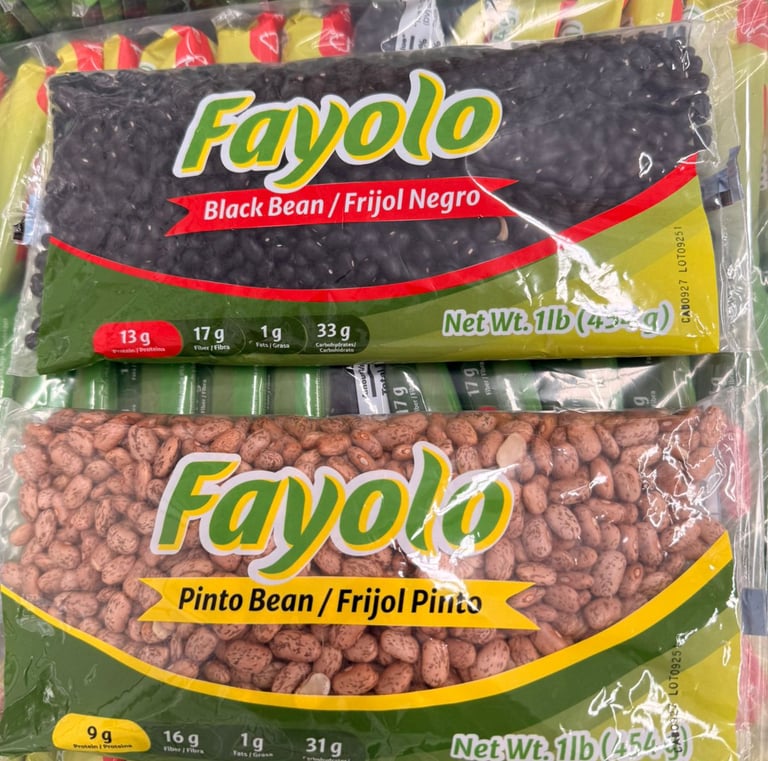 Frijol pinto y negro en cualquier presentacion de tamaño.