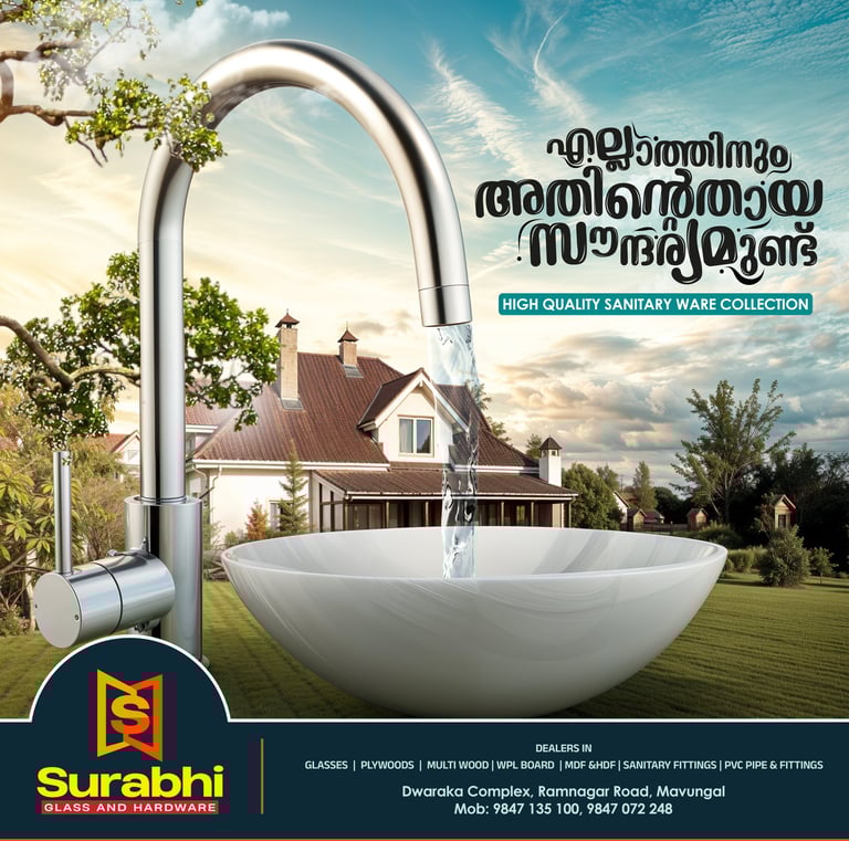 Best Digital Marketing Agency in kasaragod offers creative poster for surabhi glass and hardware