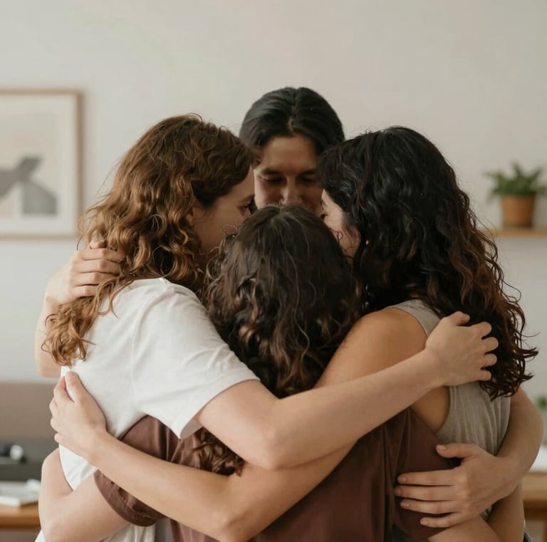 A group deeply engaged in a family constellation workshop circle