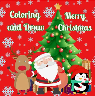 Libro de colorear, colorea, pinta, niños, dibuja, ingles, navidad, papa noel