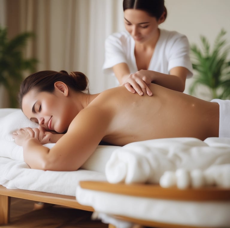 Client lying peacefully on an infrared crystal heating mat during treatment.