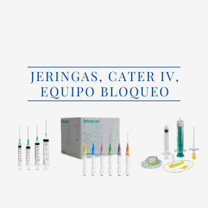 Jeringas, cateter, Equipo bloque epidural, Aguja, Yelco