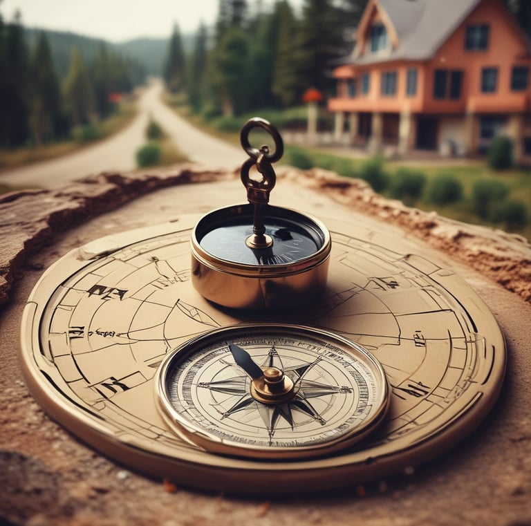 A wooden table with several tarot cards laid out, depicting various images and symbols. A person's hands are visible, holding a deck of cards ready for reading. The atmosphere suggests a moment of concentration and mystery.