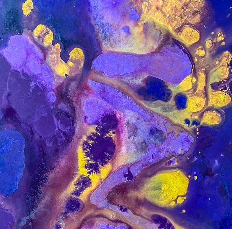 Profundidades Violetas - Fluid Art - Acrílico con Solvente