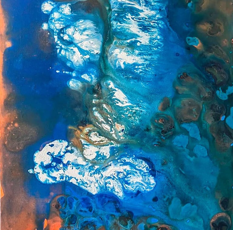 Susurro Azul - Fluid Art - Acrílico con solvente