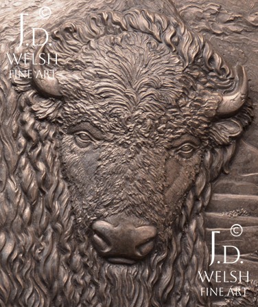 Badlands Bull - Bronze relief sculpture - New York Exhibition - Jeremiah D Welsh
