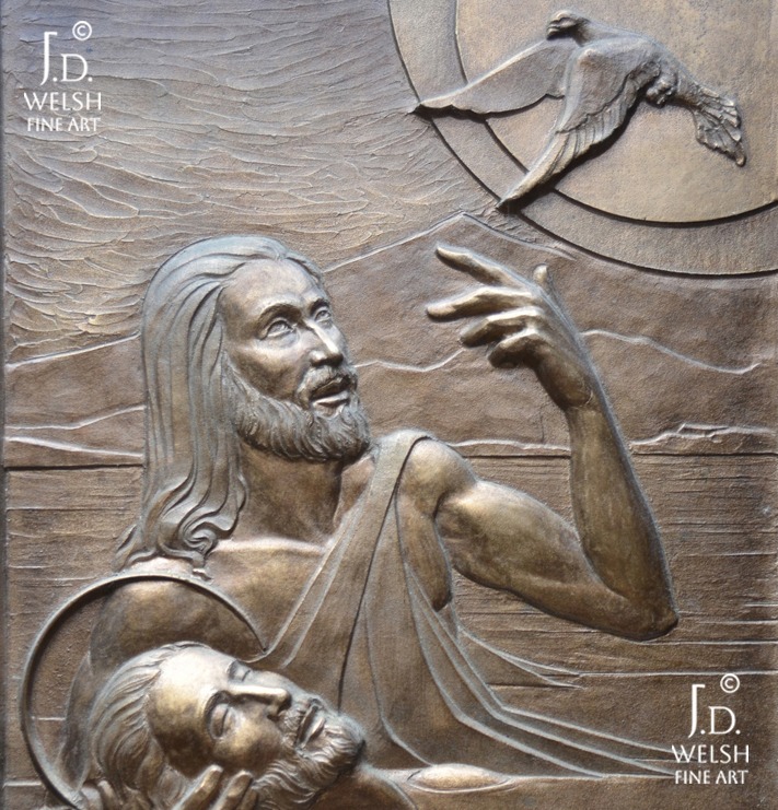 Deco Baptism - Christ and Dove - Art Deco - Sacred art - Jeremiah D. Welsh- JD Welsh Fine Art