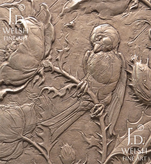 Hailstorm Maelstrom - Prickly Poppy Field - Bronze relief sculpture - Jeremiah D Welsh