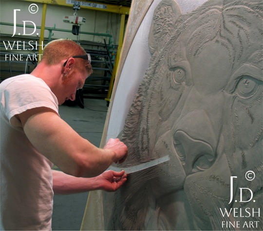 San Fransico Zoo Tiger 60" - clay sculpture - Jeremiah D Welsh