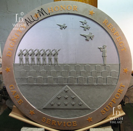 Military Memorial Plaque - 30" - clay sculpture - Jeremiah D Welsh