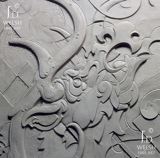 Mountain Song - Modernist Elk Bugling - Clay Relief Detail - Jeremiah D Welsh