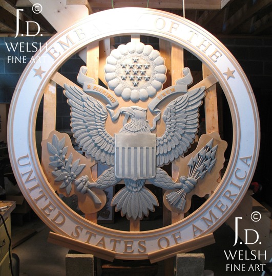 United States Embassy Seal - 72" - clay sculpture -Jeremiah D Welsh