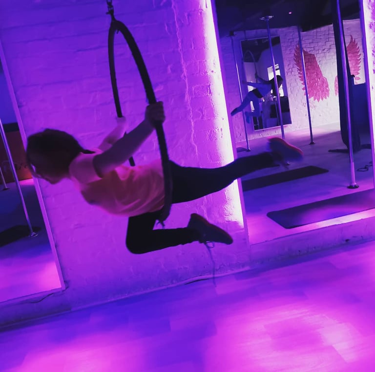 Image of student at Sxefit aerial hoops class