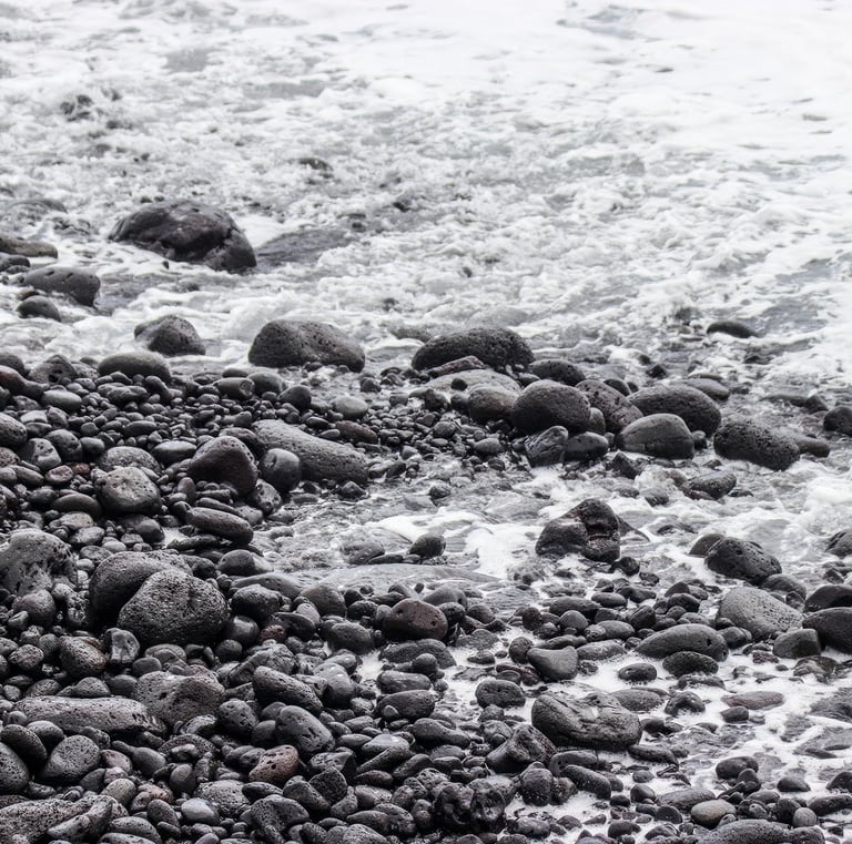 Lava rocket black sand beach
