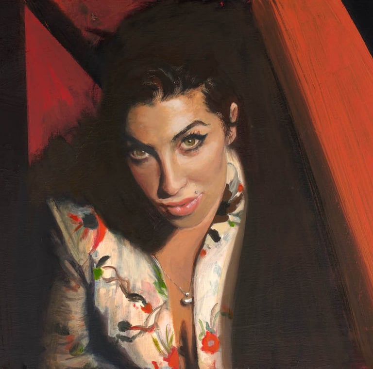 a painting of Amy Winehouse oil on canvas
