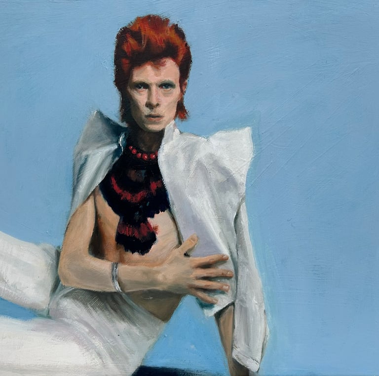 a painting of David Bowie oil on canvas