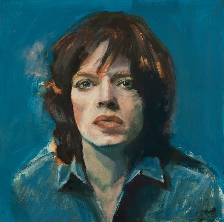 a painting of Mick Jagger oil on canvas