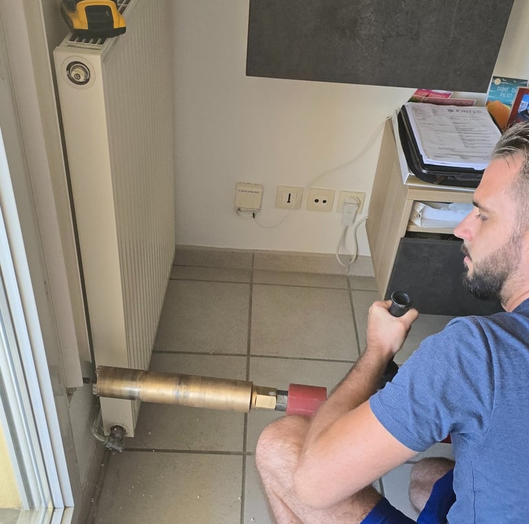 Carottage pour passage de liaisons frigos