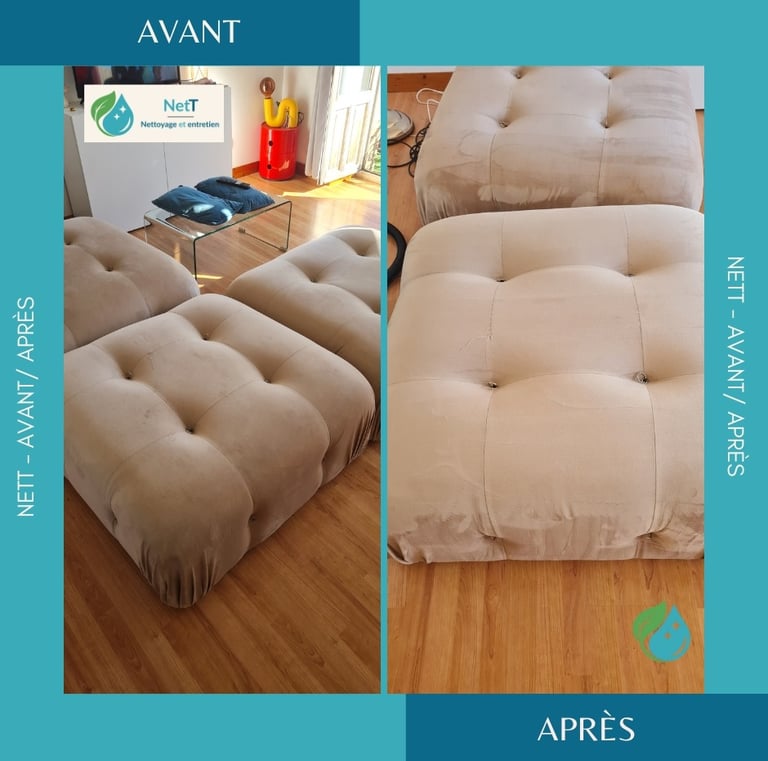Comparaison nettoyage canape nettoyés par NetT à Balma