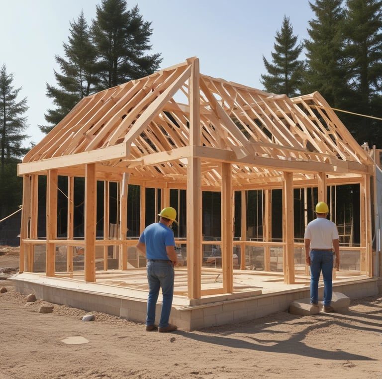 House under construction by McKnight Construction: Frame and foundation stage