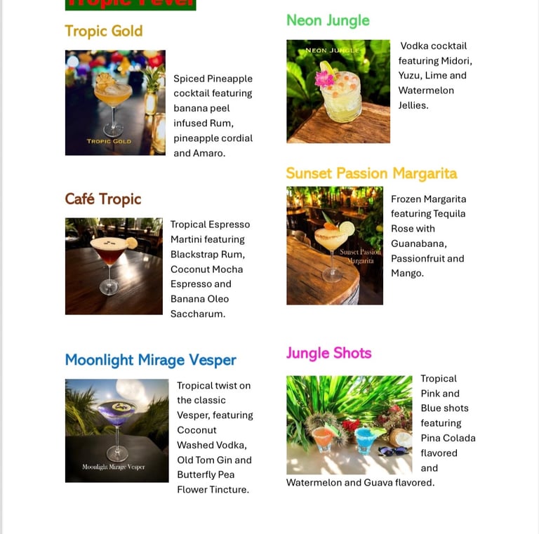Summer party menu by Bender Mixology Services