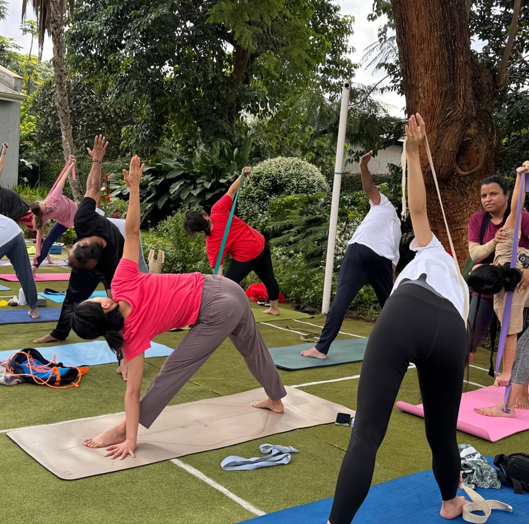 Supporting participants in posture alignment through use of props-yoga belt for posture correctiont