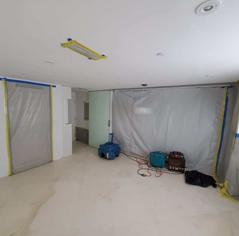 a room with a large white wall and a large white wall