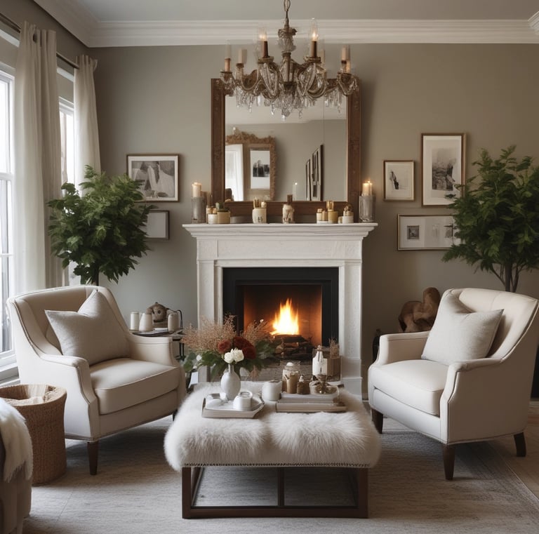 A calming living room with soothing colors and comfortable furniture.
