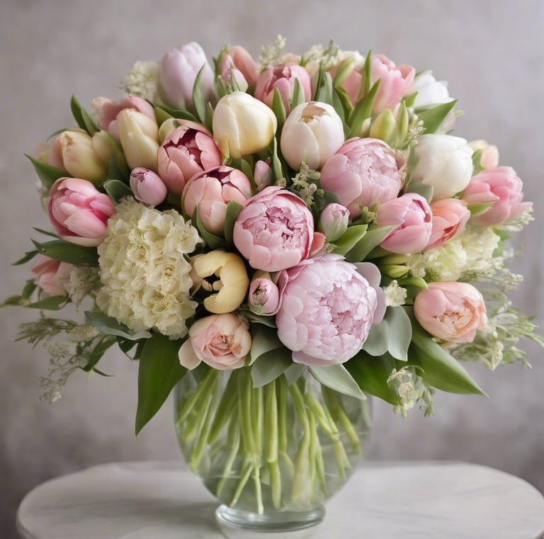a vase with a bouquet of flowers in it