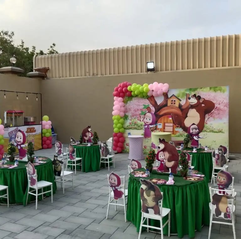 masha and bear theme birthday party