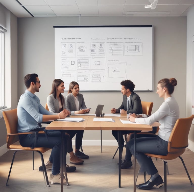 A construction site with workers collaborating on a project.