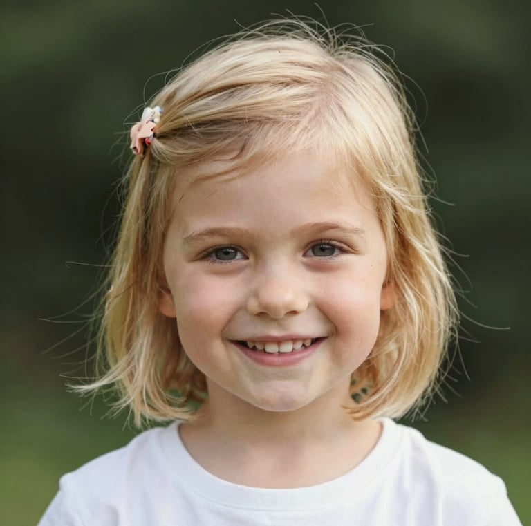 A cheerful child with a big smile.