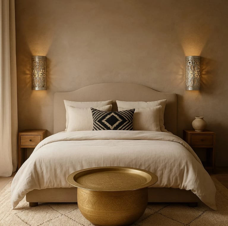 applique en aluminium sur le mur d'une chambre 