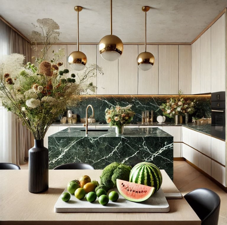 Wizualizacja nowoczesnej kuchni – projekt wnętrza 3D z eleganckim wykończeniem