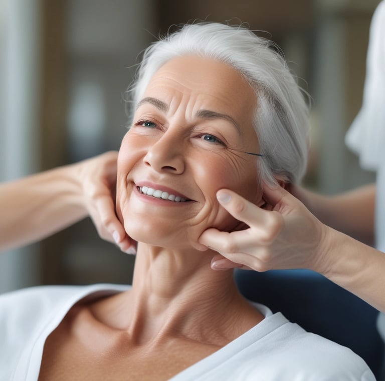 A close-up of a skilled aesthetician applying a rejuvenating mask.