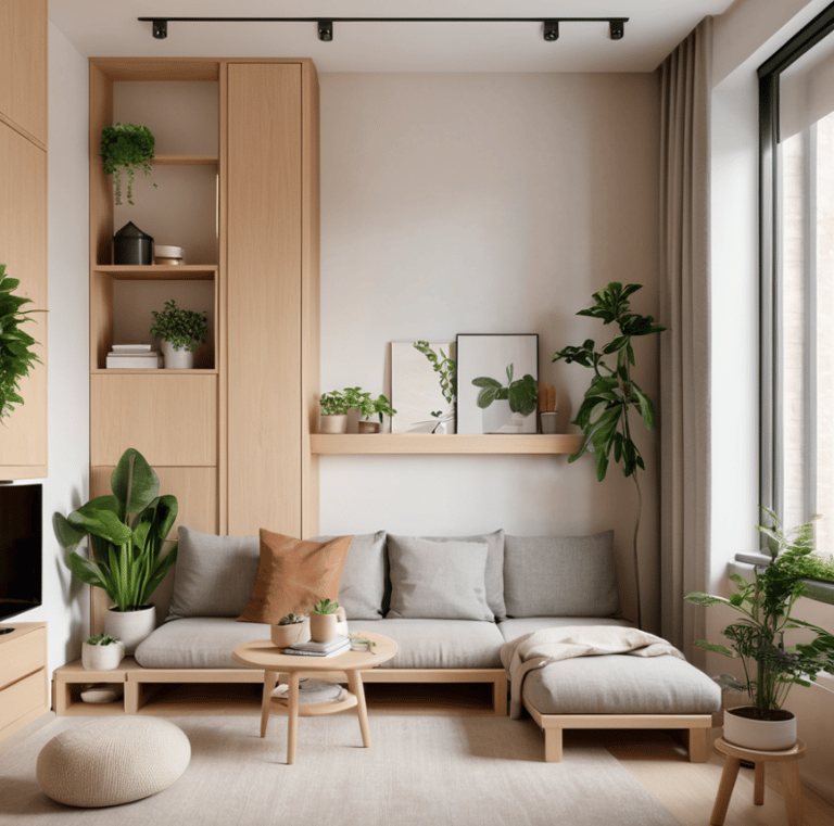 a living room with a couch and a tv