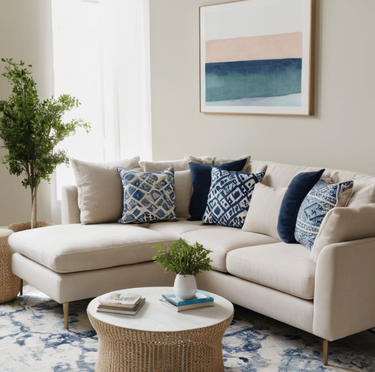 a living room with a couch and a table