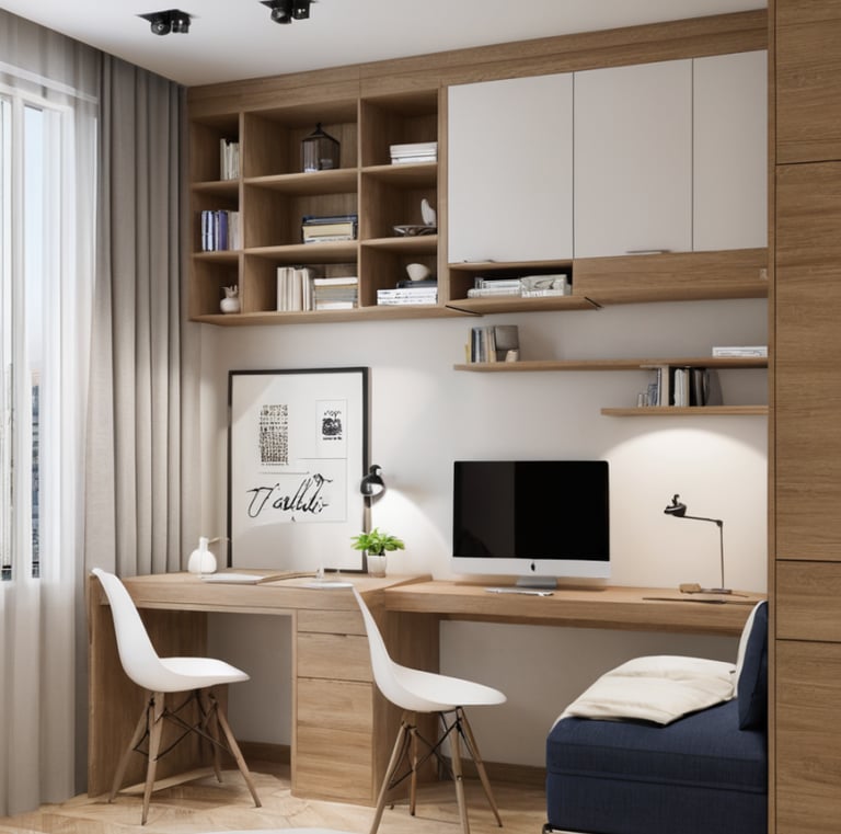 a room with a desk and a chair