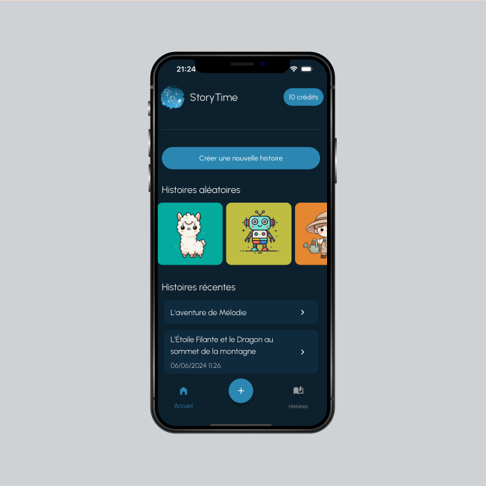 Screenshot de l'application StoryTime